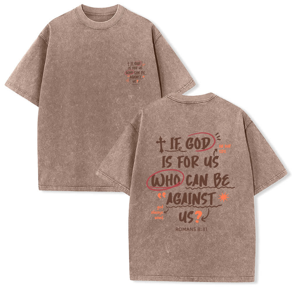Christianartworkshop If God Is For Us Boxy Washed T Shirt - Brown - 4XL - image 15
