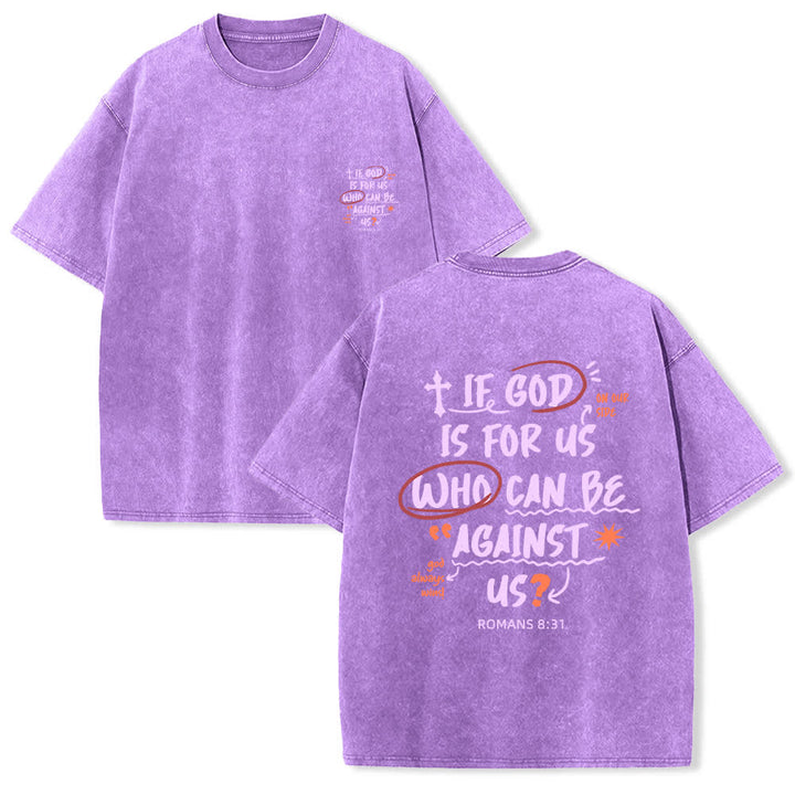 Christianartworkshop If God Is For Us Boxy Washed T Shirt - Purple - 4XL - image 21