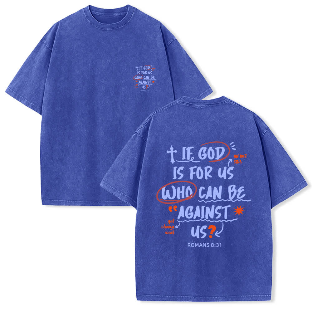 Christianartworkshop If God Is For Us Boxy Washed T Shirt - Blue - 4XL - image 18