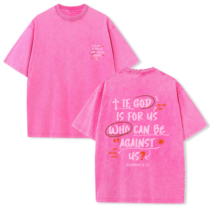 Christianartworkshop If God Is For Us Boxy Washed T Shirt - Pink - 4XL - image 24