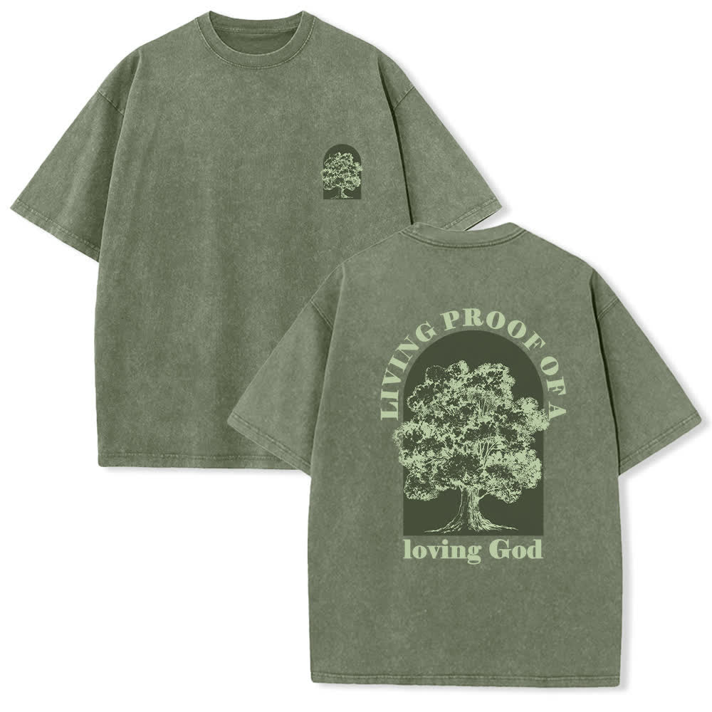 Christianartworkshop Living Proof Tree Oversized Washed T-Shirt - Army Green - 4XL - image 0