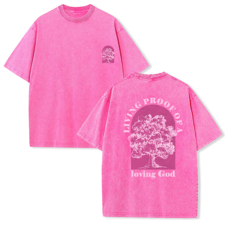 Christianartworkshop Living Proof Tree Oversized Washed T-Shirt - Pink - 4XL - image 24