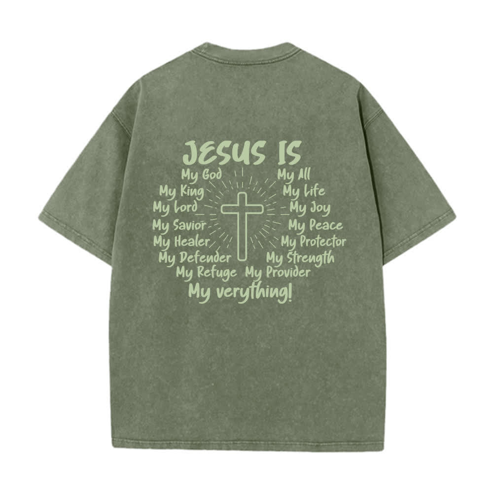 Christianartworkshop Jesus Is Cross Back Print Oversized Washed T-Shirt - image 4