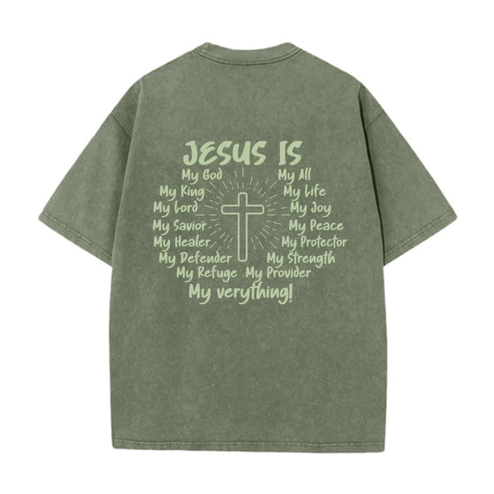 Christianartworkshop Jesus Is Cross Back Print Oversized Washed T-Shirt - image 4