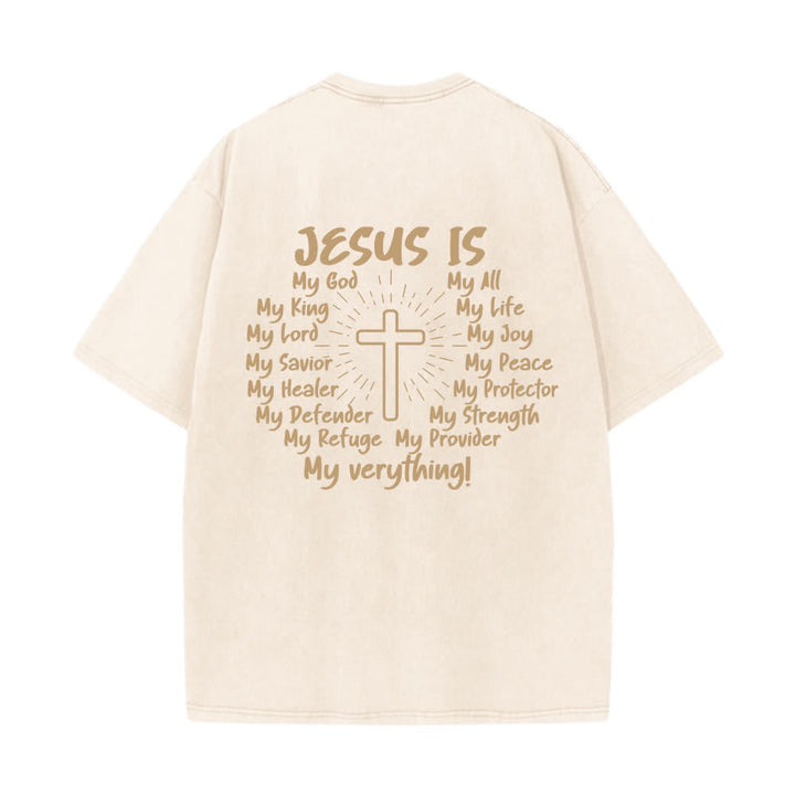 Christianartworkshop Jesus Is Cross Back Print Oversized Washed T-Shirt - image 7