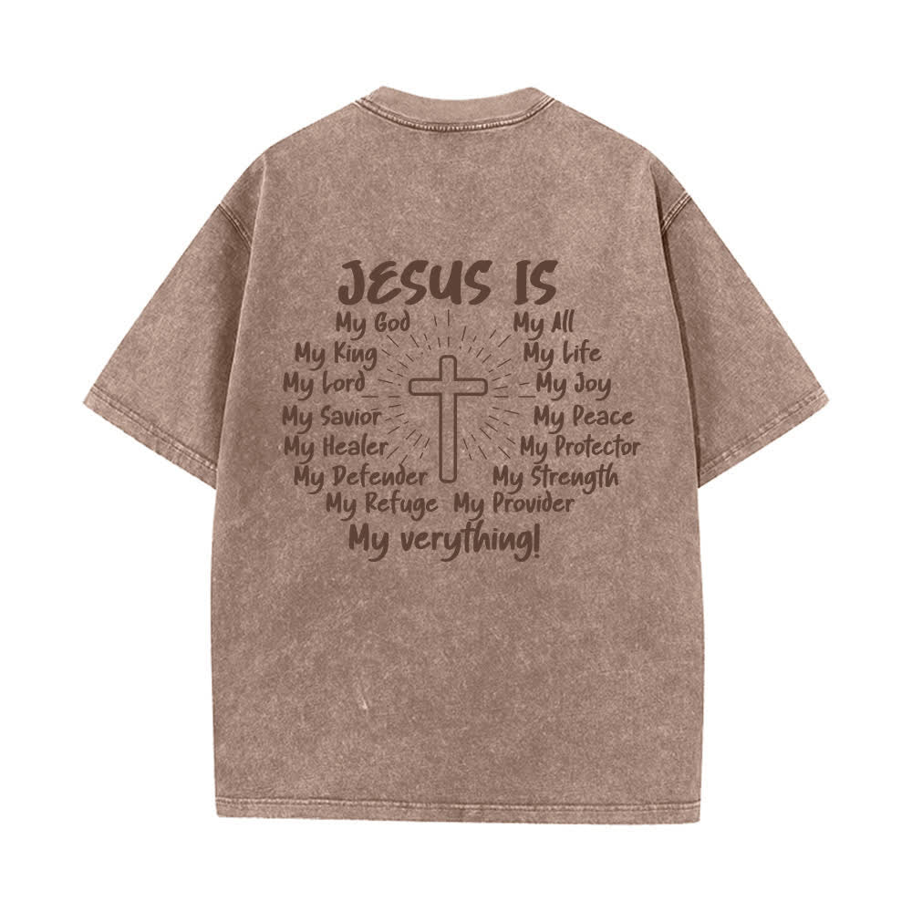 Christianartworkshop Jesus Is Cross Back Print Oversized Washed T-Shirt - image 10