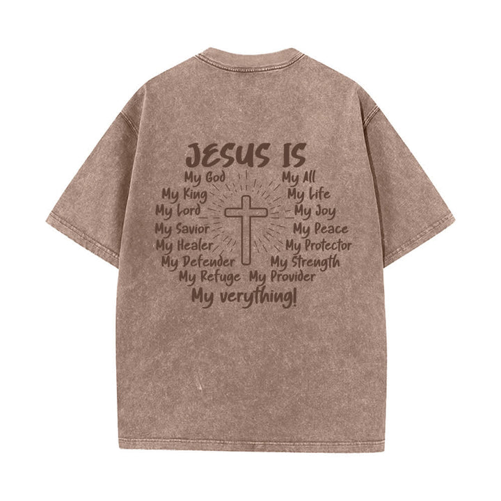 Christianartworkshop Jesus Is Cross Back Print Oversized Washed T-Shirt - image 10