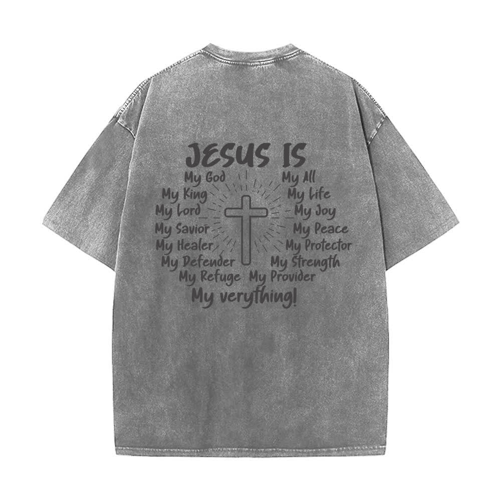Christianartworkshop Jesus Is Cross Back Print Oversized Washed T-Shirt - image 13