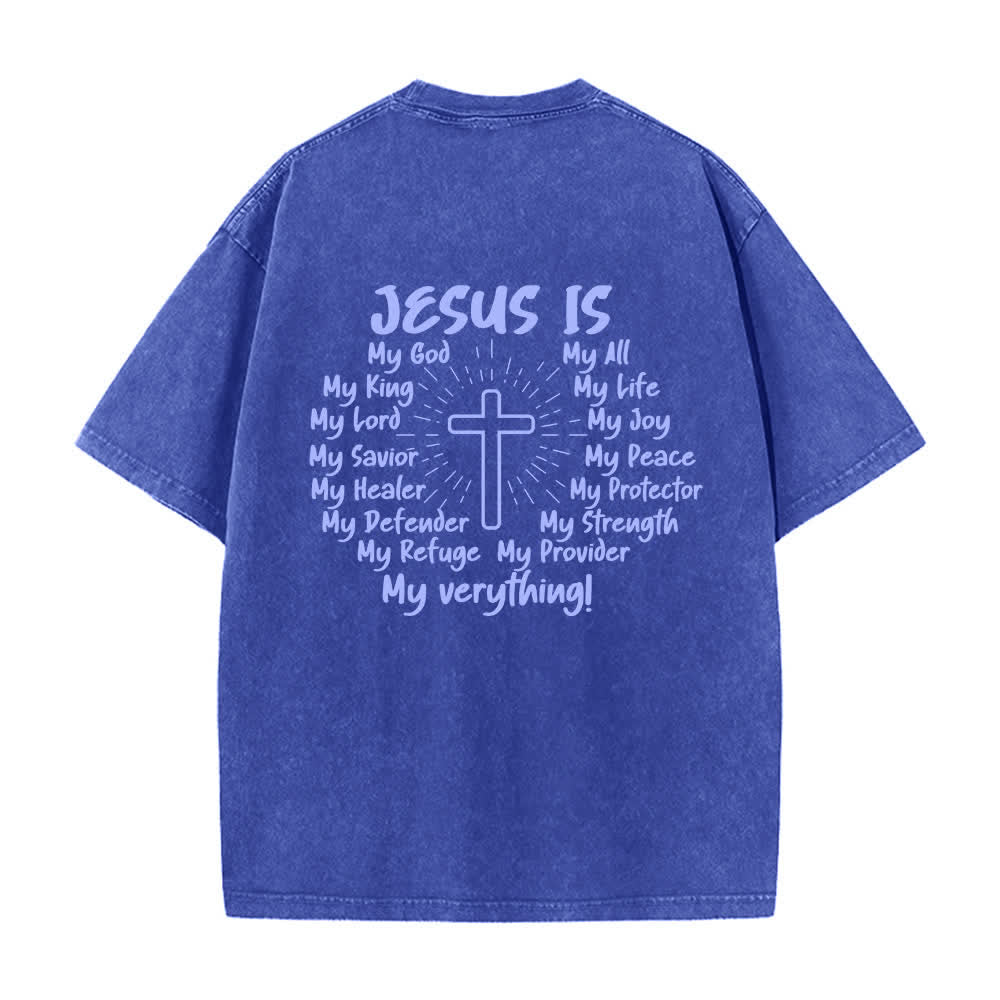 Christianartworkshop Jesus Is Cross Back Print Oversized Washed T-Shirt - image 19
