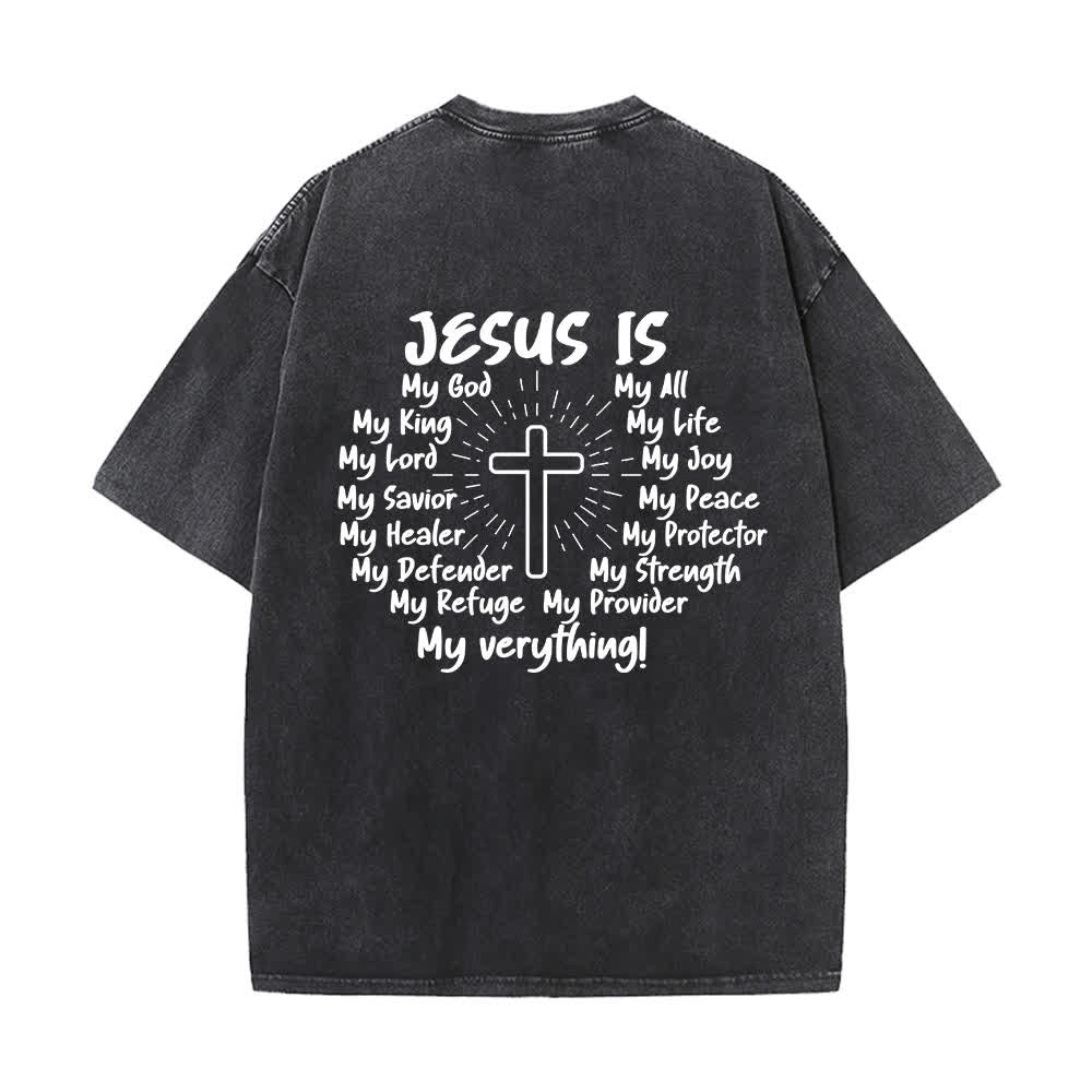Christianartworkshop Jesus Is Cross Back Print Oversized Washed T-Shirt - image 1