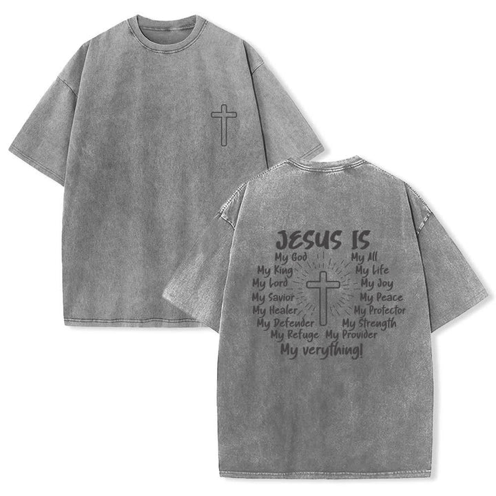 Christianartworkshop Jesus Is Cross Back Print Oversized Washed T-Shirt - Grey - 4XL - image 12