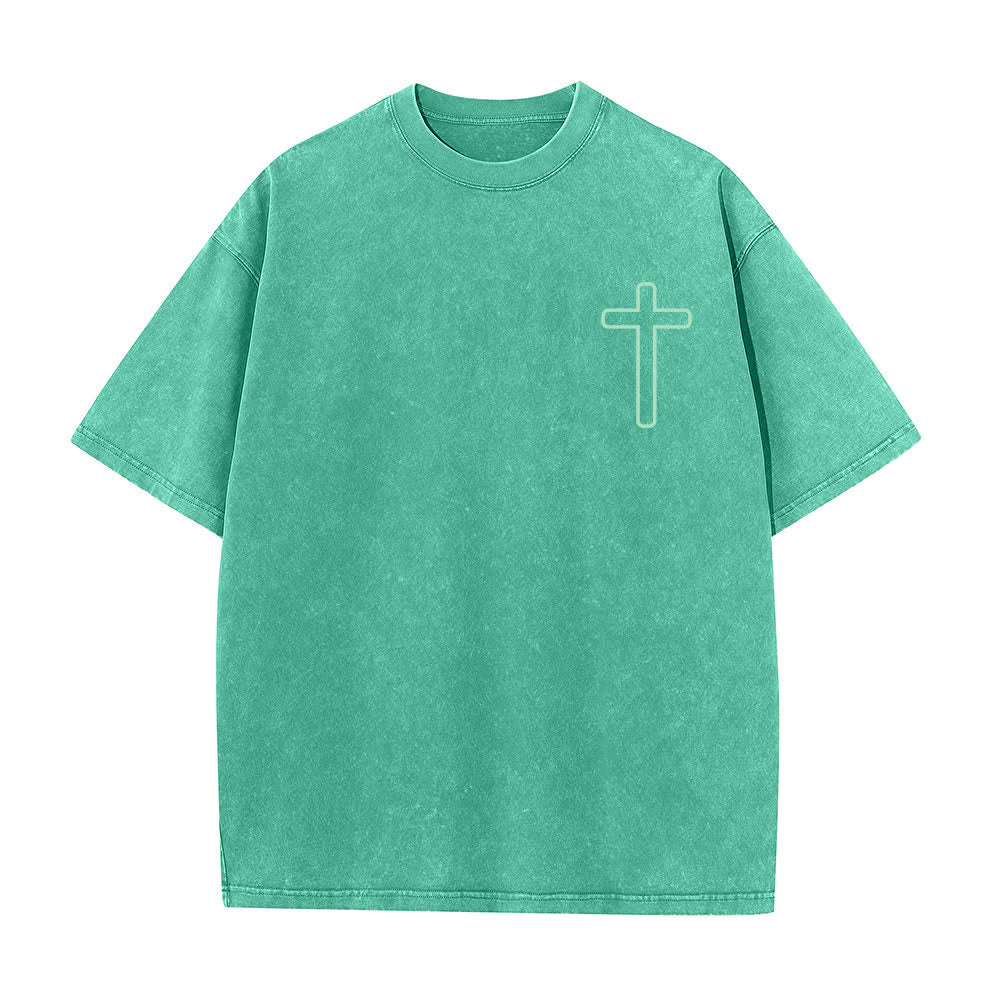 Christianartworkshop Jesus Is Cross Back Print Oversized Washed T-Shirt - image 17
