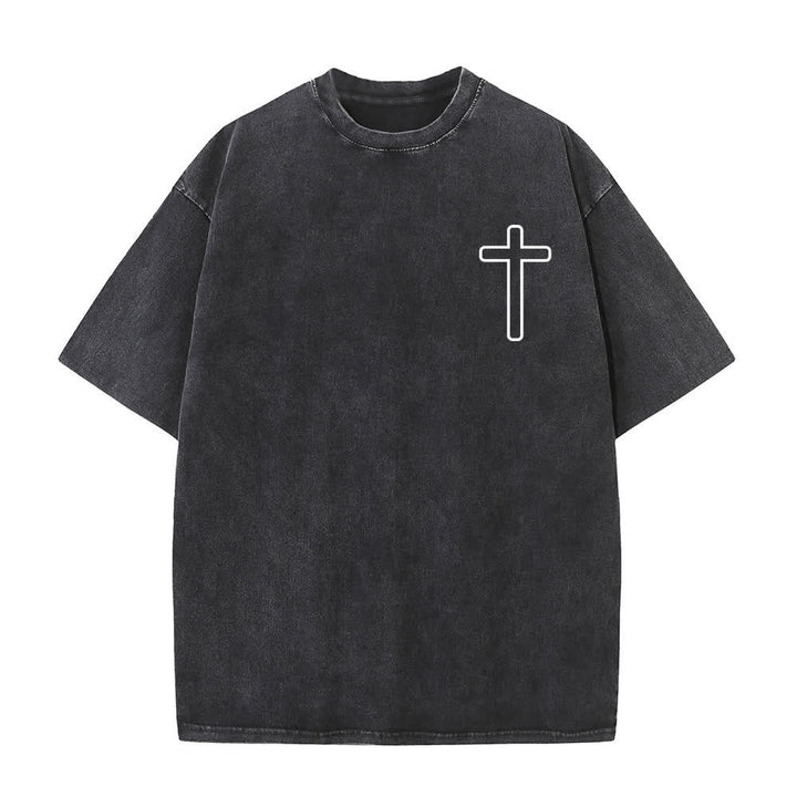 Christianartworkshop Jesus Is Cross Back Print Oversized Washed T-Shirt - image 2