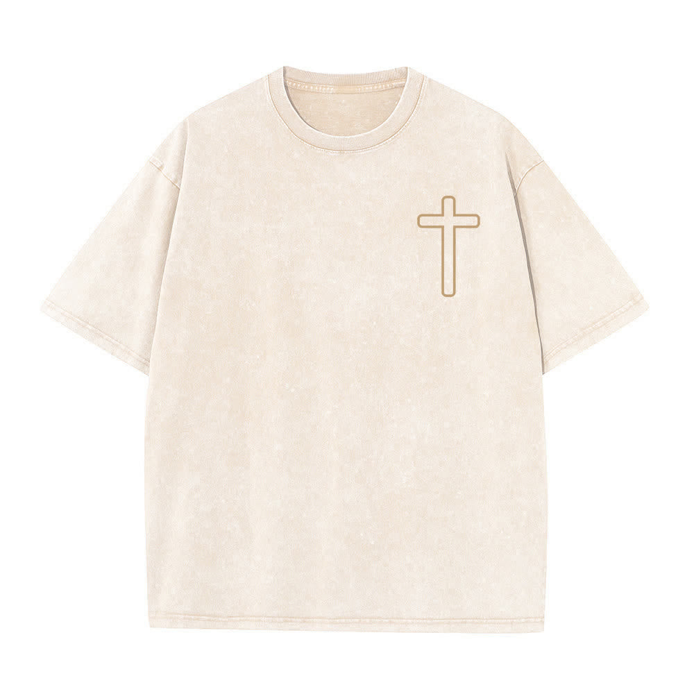 Christianartworkshop Jesus Is Cross Back Print Oversized Washed T-Shirt - image 8