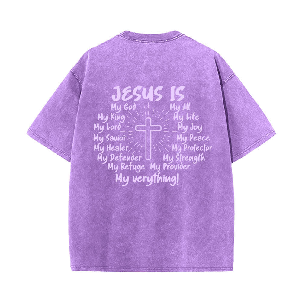 Christianartworkshop Jesus Is Cross Back Print Oversized Washed T-Shirt - image 22