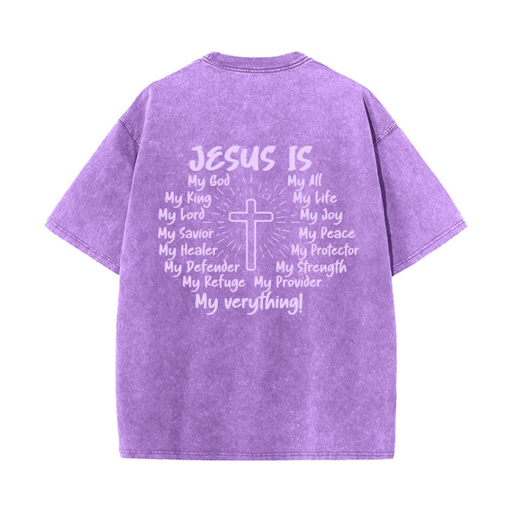 Christianartworkshop Jesus Is Cross Back Print Oversized Washed T-Shirt - image 22