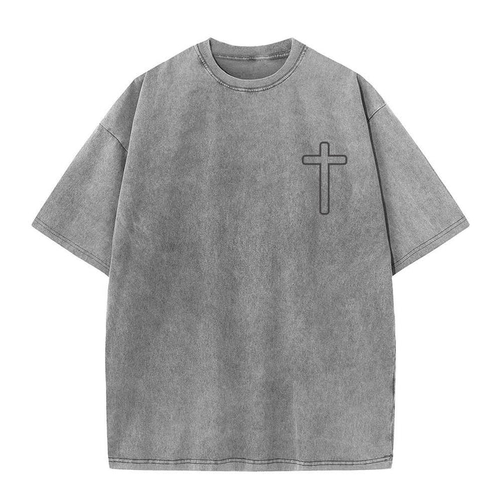 Christianartworkshop Jesus Is Cross Back Print Oversized Washed T-Shirt - image 14
