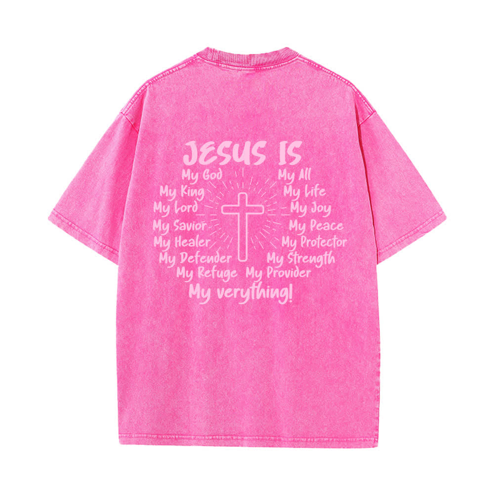 Christianartworkshop Jesus Is Cross Back Print Oversized Washed T-Shirt - image 25