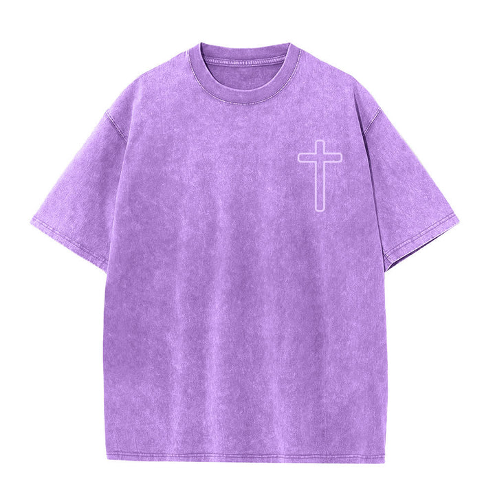 Christianartworkshop Jesus Is Cross Back Print Oversized Washed T-Shirt - image 23