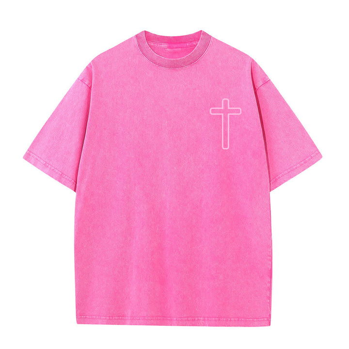 Christianartworkshop Jesus Is Cross Back Print Oversized Washed T-Shirt - image 26