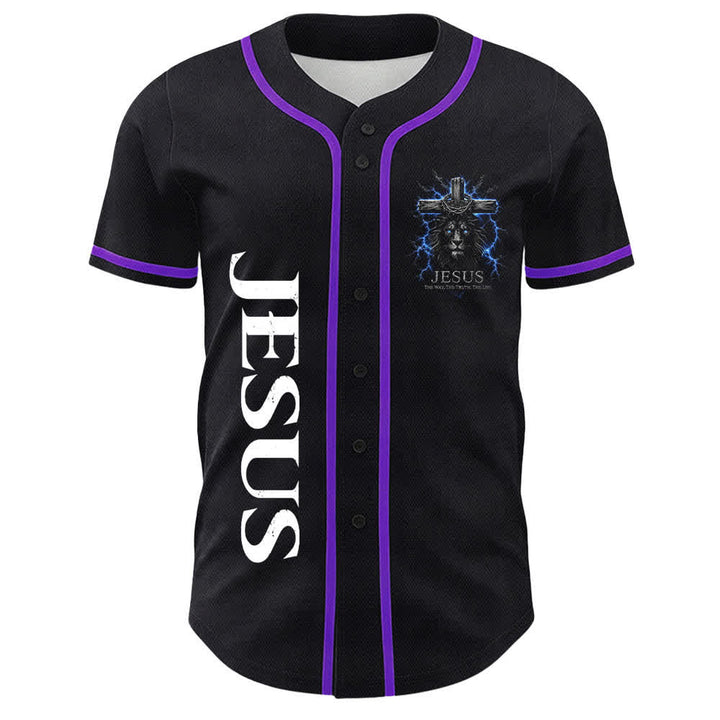 Christianartworkshop Jesus Lion Lightning Black Baseball Jersey - image 23