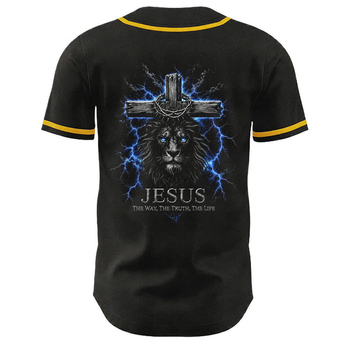 Christianartworkshop Jesus Lion Lightning Black Baseball Jersey - image 4
