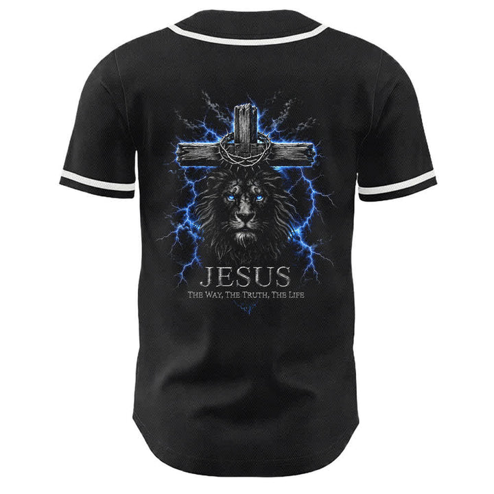 Christianartworkshop Jesus Lion Lightning Black Baseball Jersey - image 16