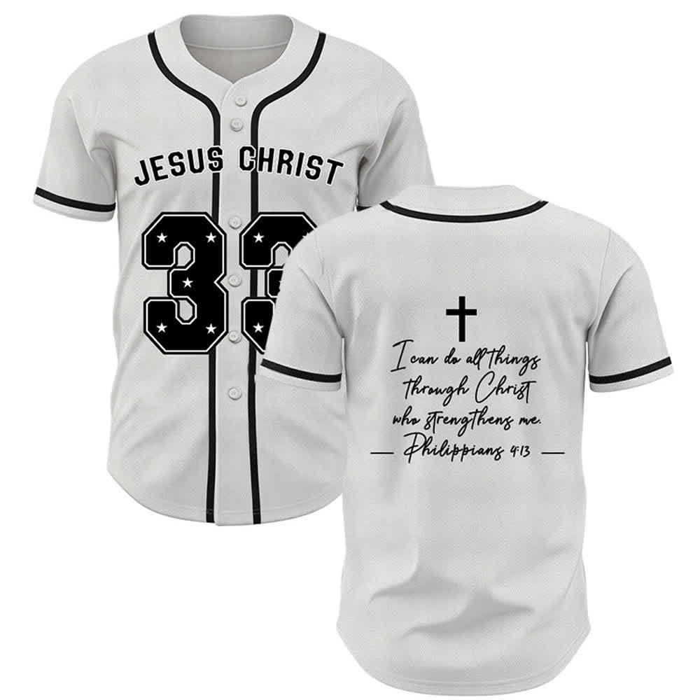 Christianartworkshop Jesus Christ 33 Light Blue Mesh Baseball Jersey - White - 5XL - image 14