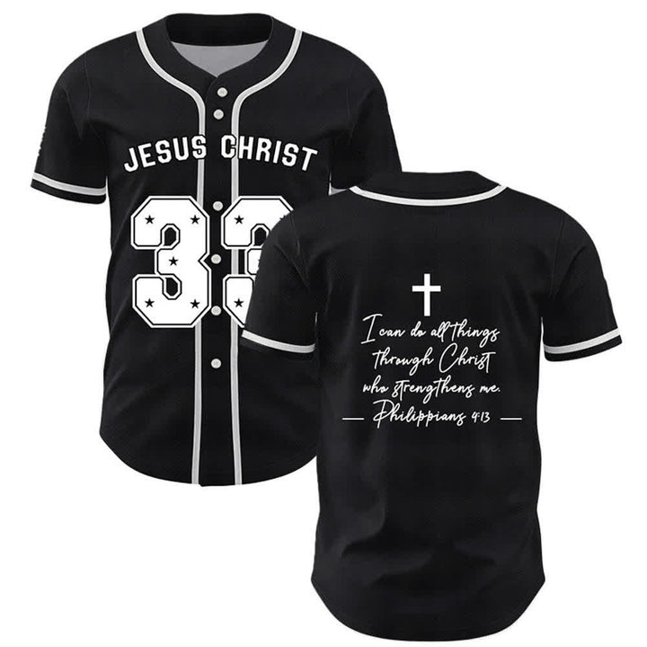 Christianartworkshop Jesus Christ 33 Light Blue Mesh Baseball Jersey - Black - 5XL - image 7