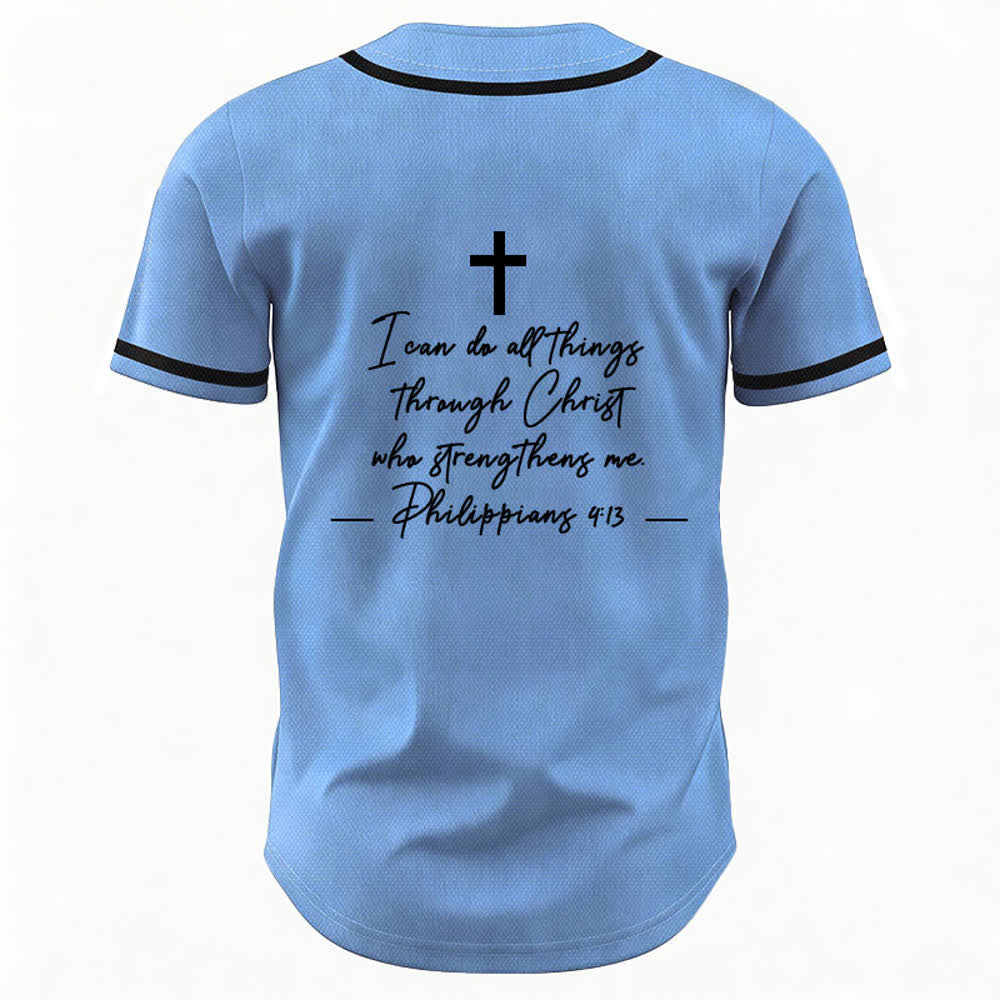 Christianartworkshop Jesus Christ 33 Light Blue Mesh Baseball Jersey - image 2