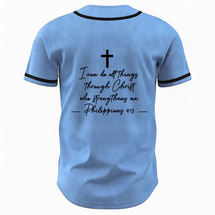 Christianartworkshop Jesus Christ 33 Light Blue Mesh Baseball Jersey - image 2