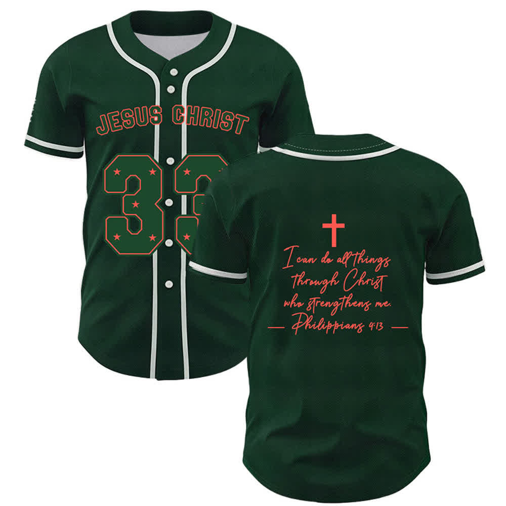 Christianartworkshop Jesus Christ 33 Light Blue Mesh Baseball Jersey - Green - 5XL - image 35