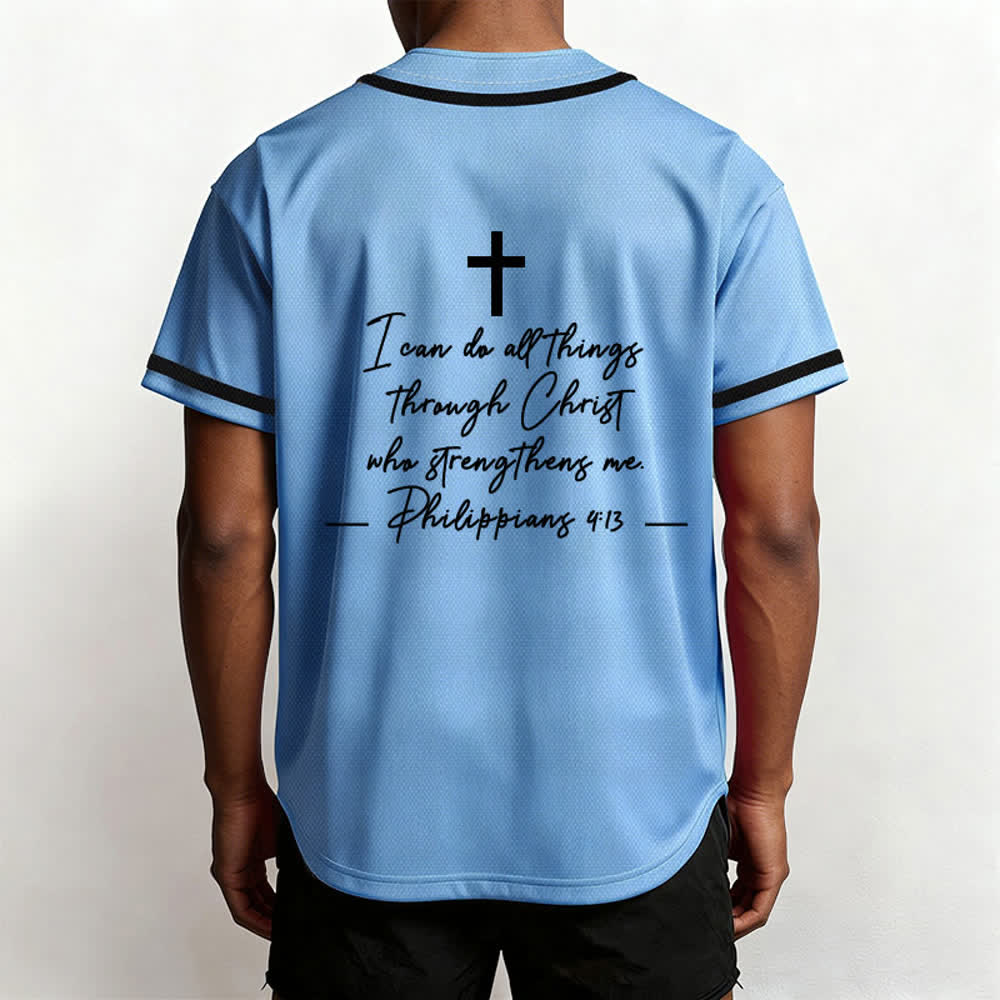 Christianartworkshop Jesus Christ 33 Light Blue Mesh Baseball Jersey - image 6