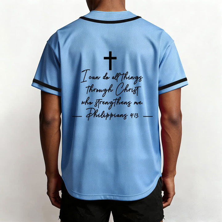 Christianartworkshop Jesus Christ 33 Light Blue Mesh Baseball Jersey - image 6
