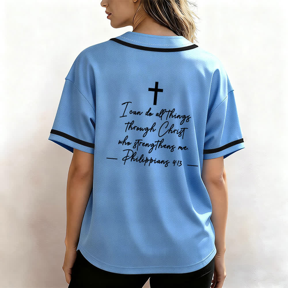 Christianartworkshop Jesus Christ 33 Light Blue Mesh Baseball Jersey - image 4