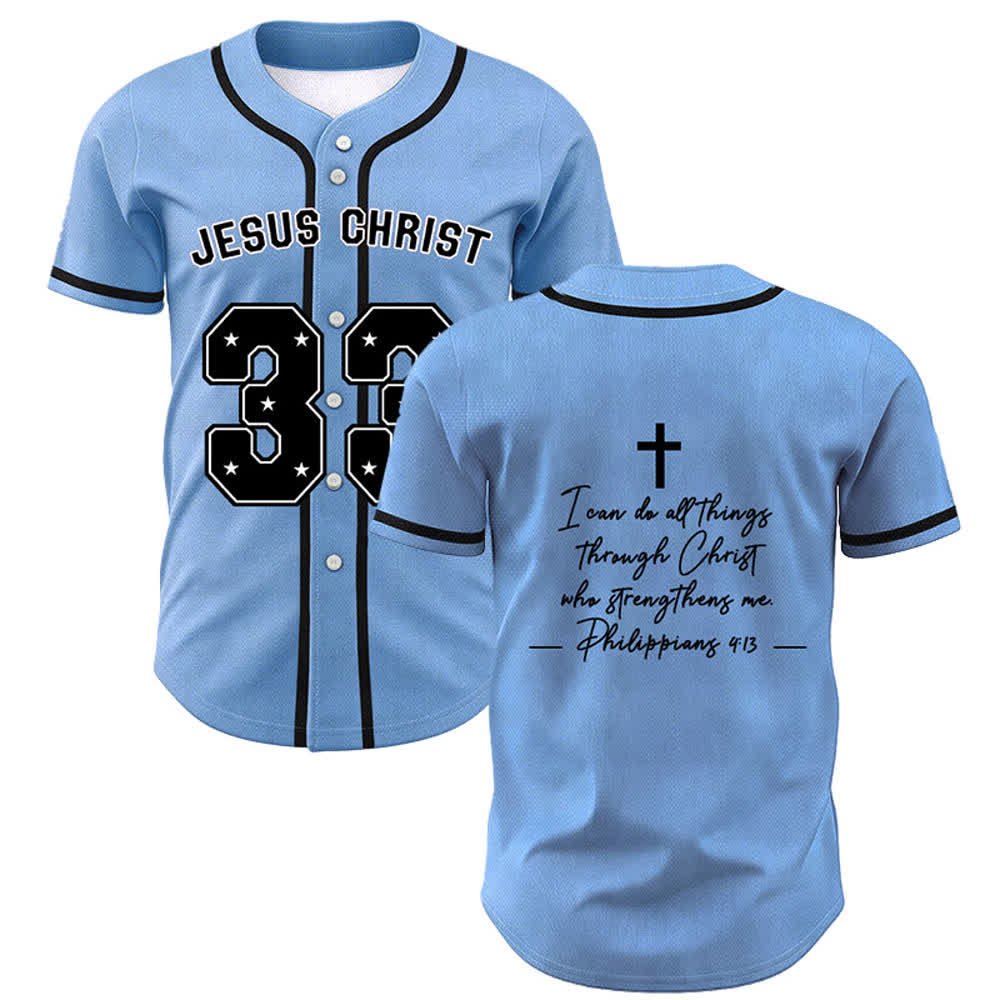 Christianartworkshop Jesus Christ 33 Light Blue Mesh Baseball Jersey - Sky Blue - 5XL - image 0