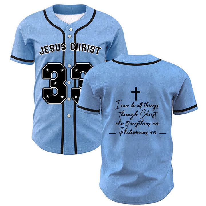 Christianartworkshop Jesus Christ 33 Light Blue Mesh Baseball Jersey - Sky Blue - 5XL - image 0