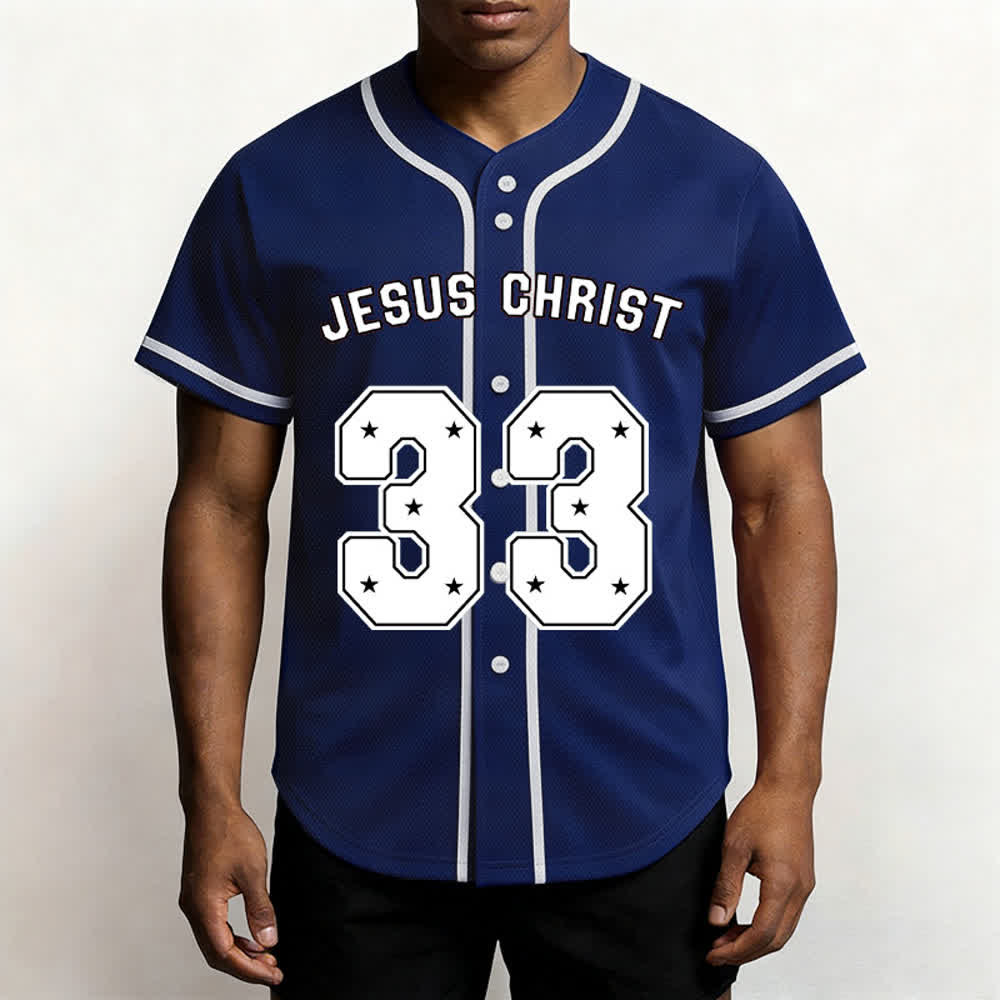 Christianartworkshop Jesus Christ 33 Light Blue Mesh Baseball Jersey - image 54