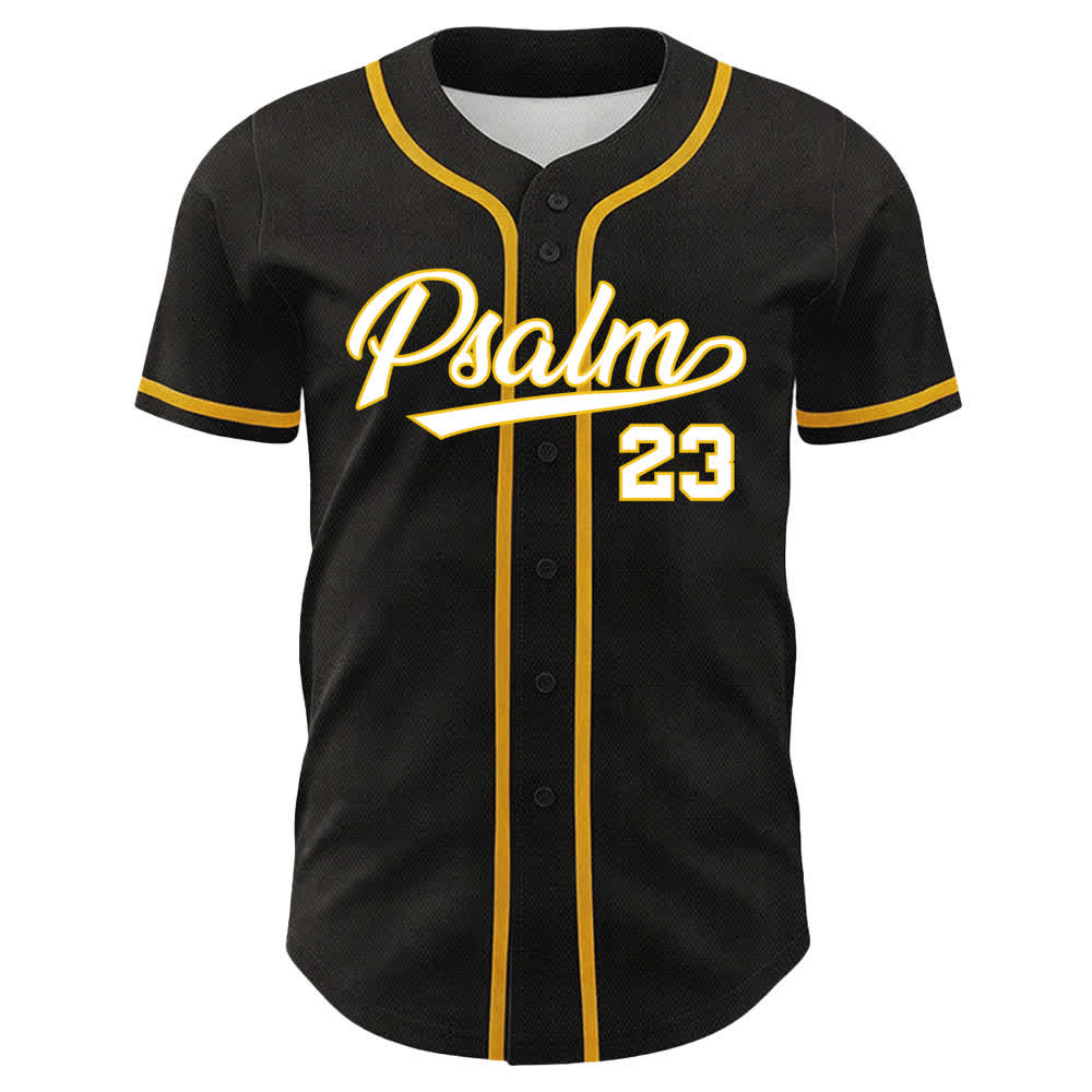 Christianartworkshop Psalm 23 Black Gold Statement Baseball Jersey - image 2