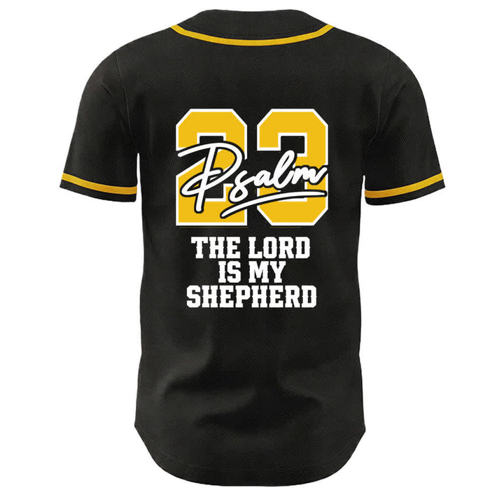 Christianartworkshop Psalm 23 Black Gold Statement Baseball Jersey - image 1