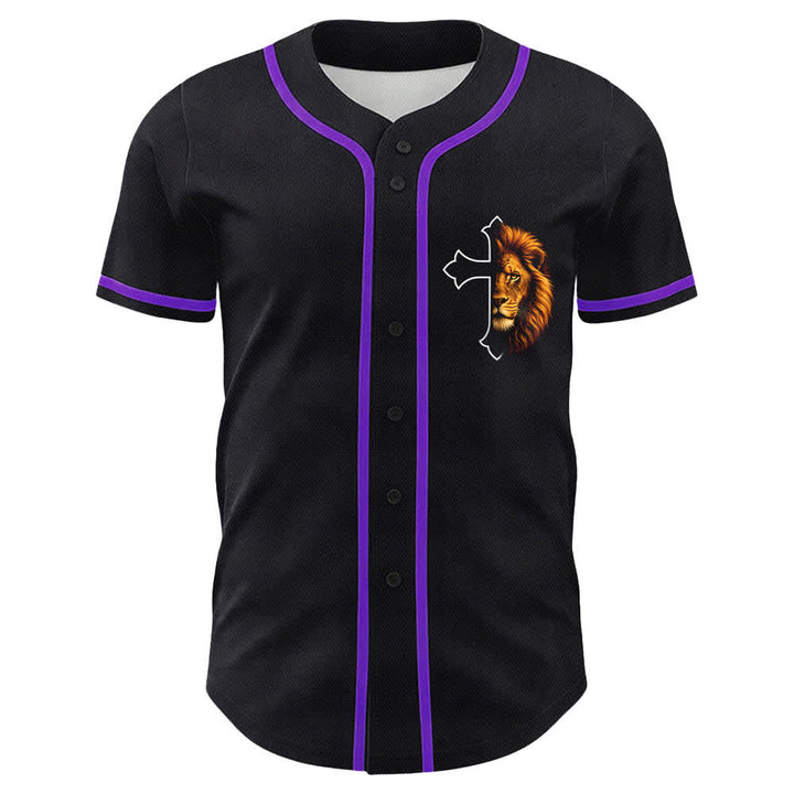 Christianartworkshop Lion Of Strength Philippians 4:13 Black Gold Baseball Jersey - image 5