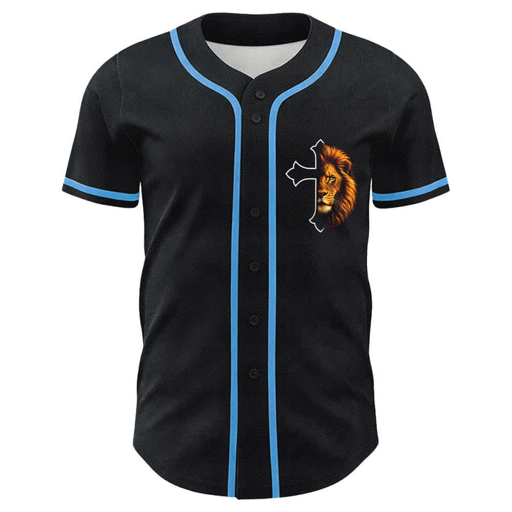 Christianartworkshop Lion Of Strength Philippians 4:13 Black Gold Baseball Jersey - image 8