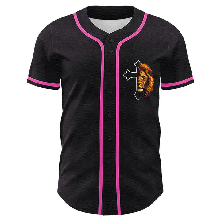 Christianartworkshop Lion Of Strength Philippians 4:13 Black Gold Baseball Jersey - image 17
