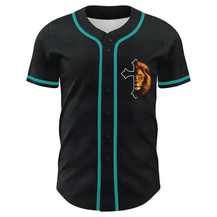Christianartworkshop Lion Of Strength Philippians 4:13 Black Gold Baseball Jersey - image 23