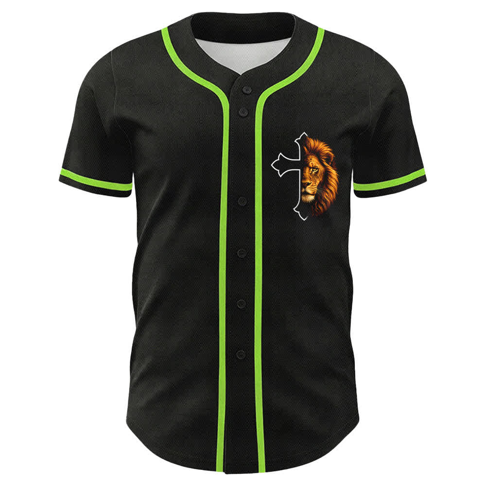 Christianartworkshop Lion Of Strength Philippians 4:13 Black Gold Baseball Jersey - image 14