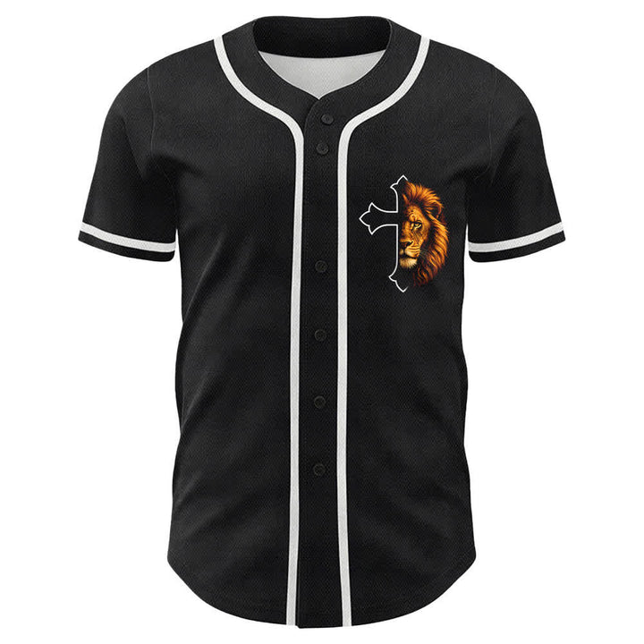 Christianartworkshop Lion Of Strength Philippians 4:13 Black Gold Baseball Jersey - image 26