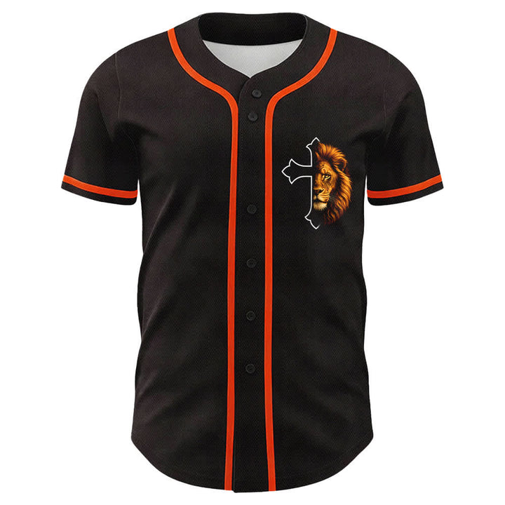 Christianartworkshop Lion Of Strength Philippians 4:13 Black Gold Baseball Jersey - image 20
