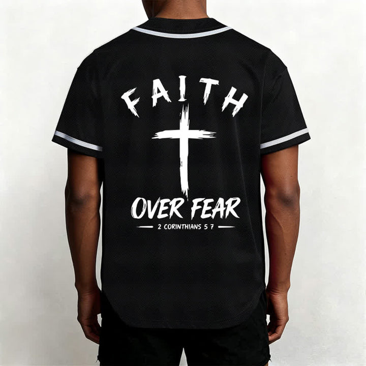 Christianartworkshop Faith Over Fear Contrast Trim Baseball Jersey - image 12