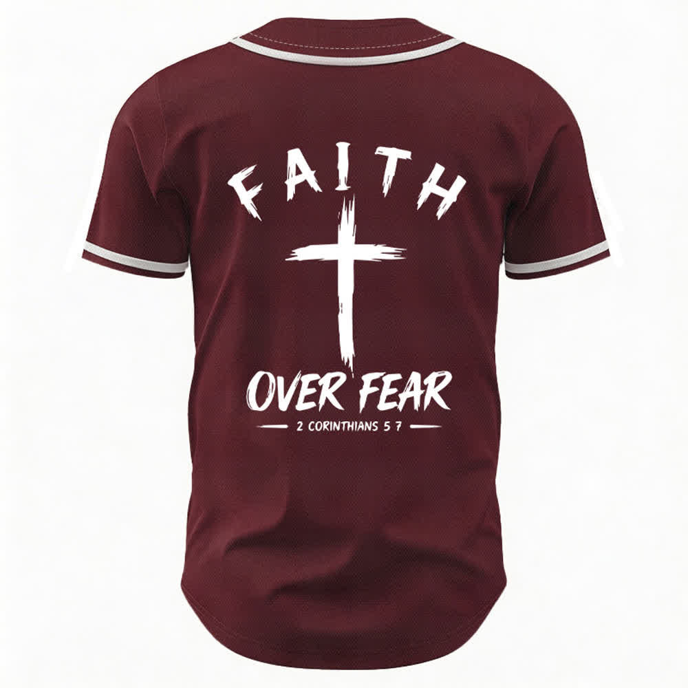 Christianartworkshop Faith Over Fear Contrast Trim Baseball Jersey - image 22