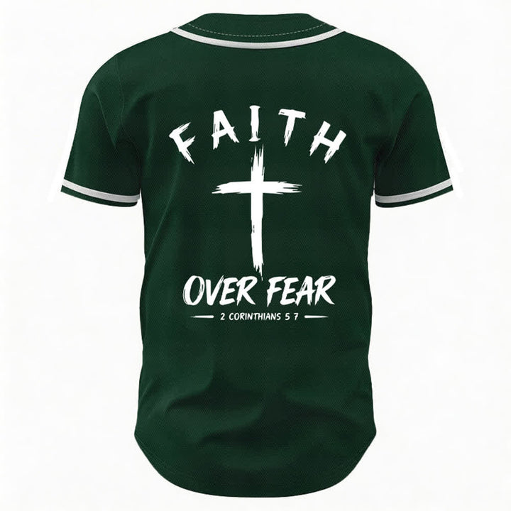 Christianartworkshop Faith Over Fear Contrast Trim Baseball Jersey - image 36